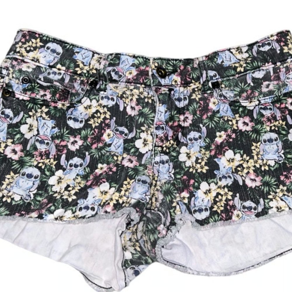 DISNEY Lilo & Stitch 3 Small floral denim cutoff shirts